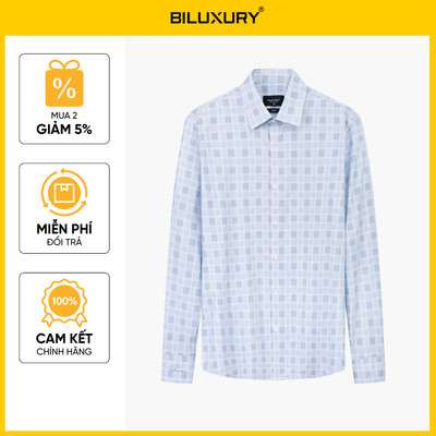 [NEW 2026] Áo Sơ Mi Nam Dài Tay Xanh Thiết Kế Caro 9SMDC569XAH Biluxury Form Slimfit Kháng Khuẩn Bền Màu