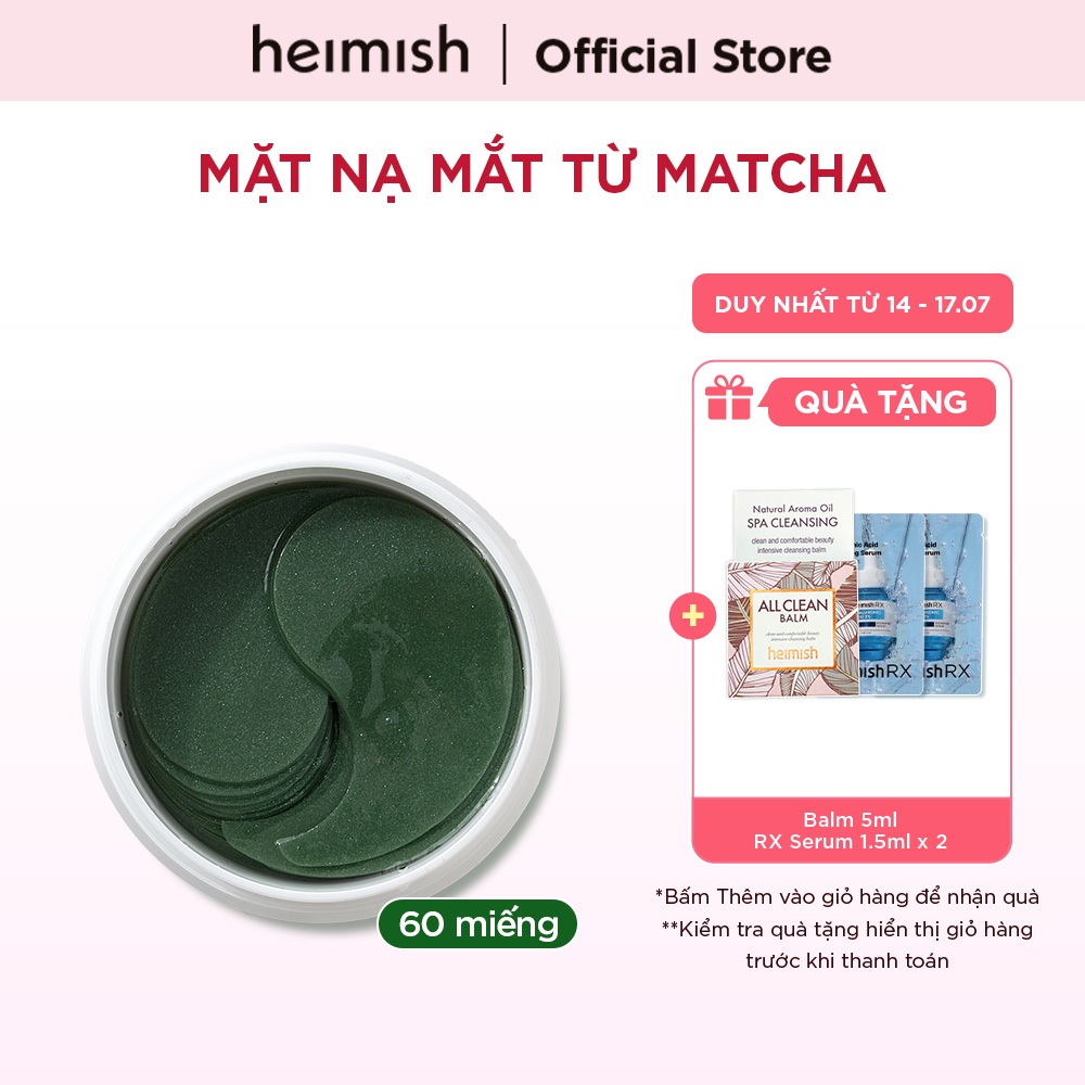 Mặt Nạ Mắt Heimish Matcha Biome Hydrogel Eye Patch (60 Miếng)