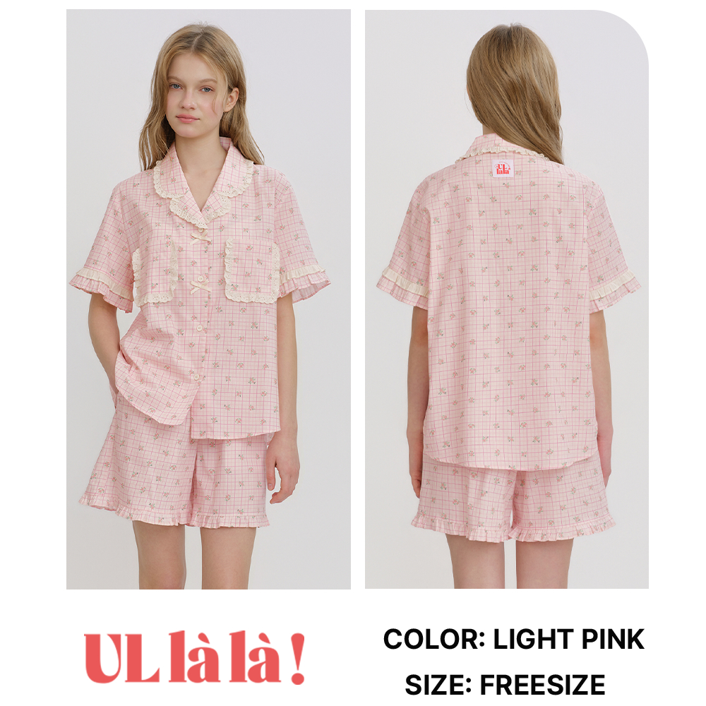 Ullala Pajamas Peak Bộ ngủ mặc nhà nữ ngắn tay Freesize