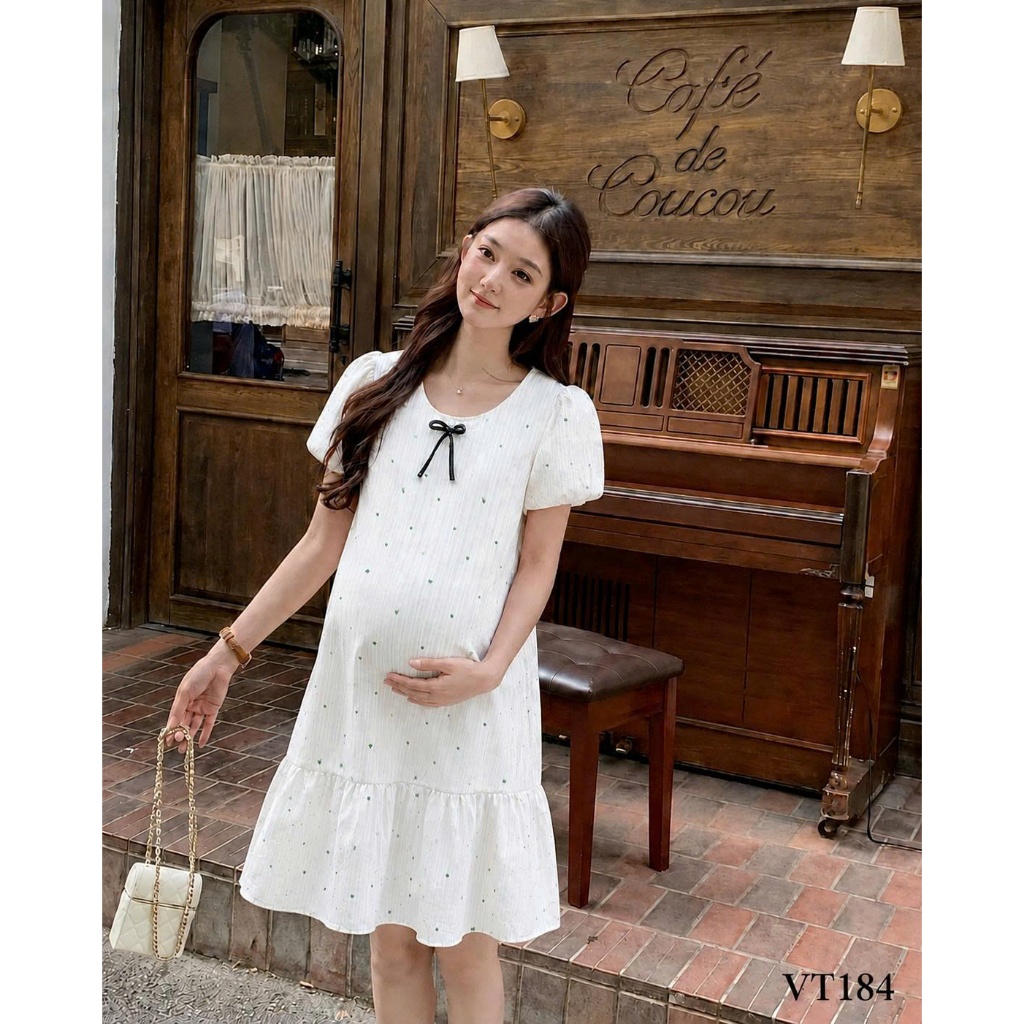 ĐẦM BẦU Mum's Shop VT184 Váy bầu xinh chất thô đũi sang chảnh bầu bí và bigsize đều mặc xinh