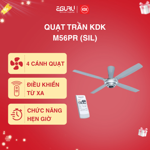 Quạt trần KDK, màu Bạch kim M56PR(SIL) - Điều khiển  từ xa -Bảo Hành Chính Hãng