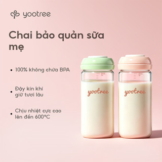 Bình Trữ Sữa Thủy Tinh yootree 180ml/300ml Cao Cấp, Chịu Nhiệt Cao, Kháng Khuẩn An Toàn