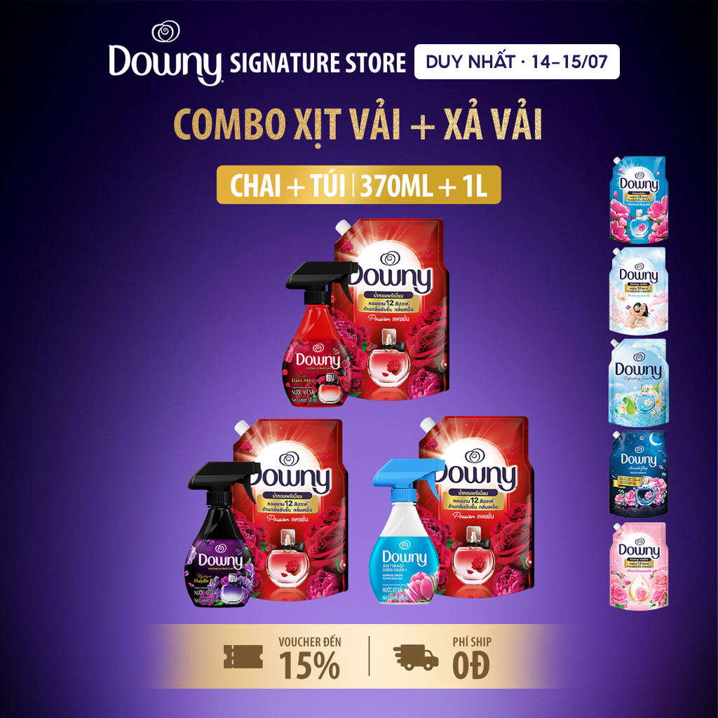 Combo Xịt Vải Downy 370ML & Nước Xả Vải Downy Túi 1L