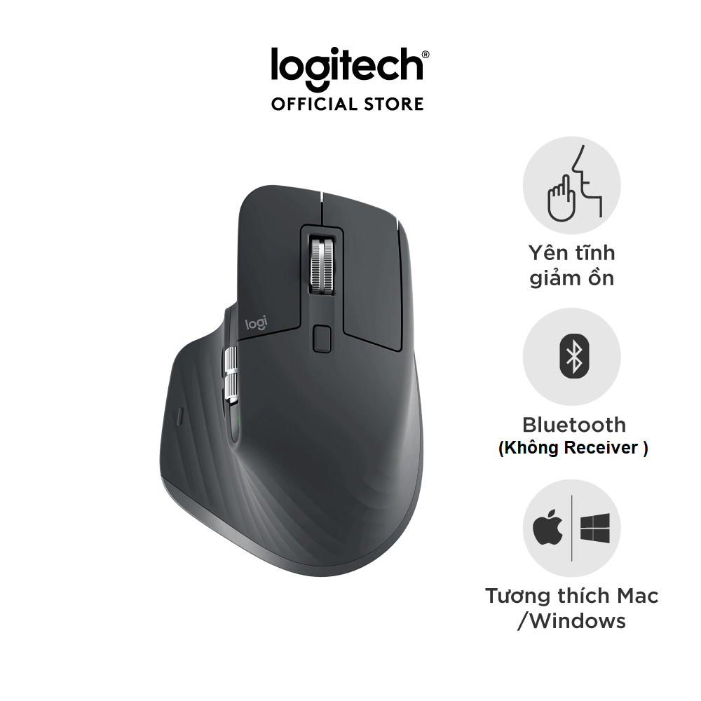 Chuột không dây Bluetooth Logitech MX Master 3s (No Receiver) – Yên tĩnh, 8K DPI, Cuộn siêu nhanh