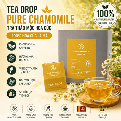 [Xuất xứ Úc] Trà thảo mộc hoa cúc Tea Drop Pure Chamomile (50 túi lọc)