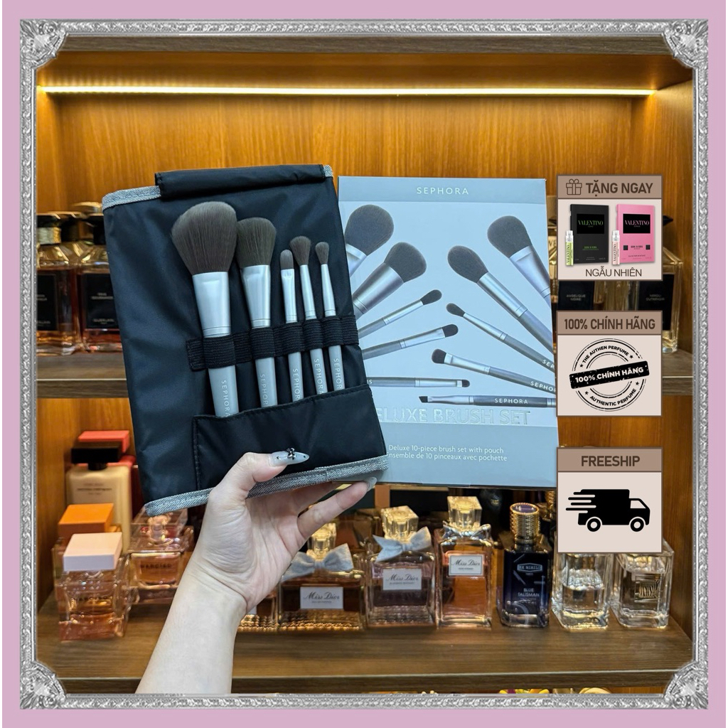 Bộ Cọ Sephora Collection Deluxe Brush Set 10 Cây Kèm Túi Đựng - The Authen Cosmetics