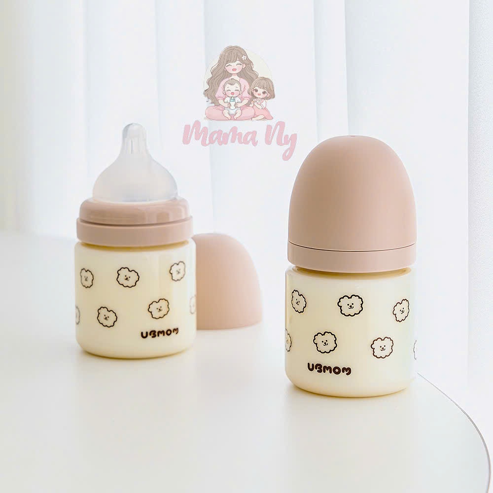 BÌNH SỮA PPSU UBMOM 120ML KÈM NÚM TI – HỌA TIẾT CÚN CON CHOCO
