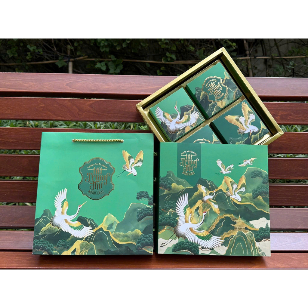 10 Hộp Trung Thu 4 Bánh Kim Hạc, Hộp Đựng 4 Bánh 150gr - 250gr
