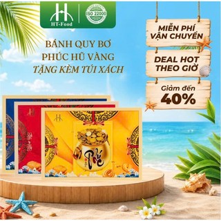 Bánh quy chữ Phúc thích hợp làm quà tặng dịp lễ Tết HT-Food tặng kèm túi xách