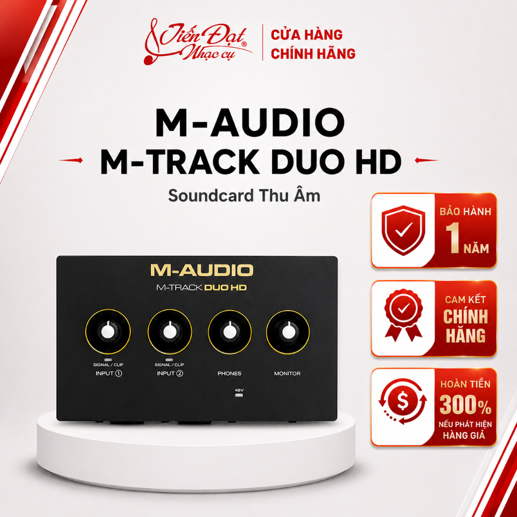 M-Audio M-Track Duo HD, Sound Card Thu Âm Hi-Res 24-bit/192kHz USB-C, Bản Nâng Cấp Chính Hãng