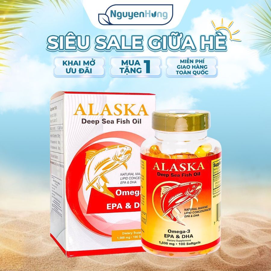 Omega 3 EPA & DHA Alaska Polvita Lọ 100 Viên – Dầu Cá Alaska Tốt Cho Tim Mạch, Trí Não
