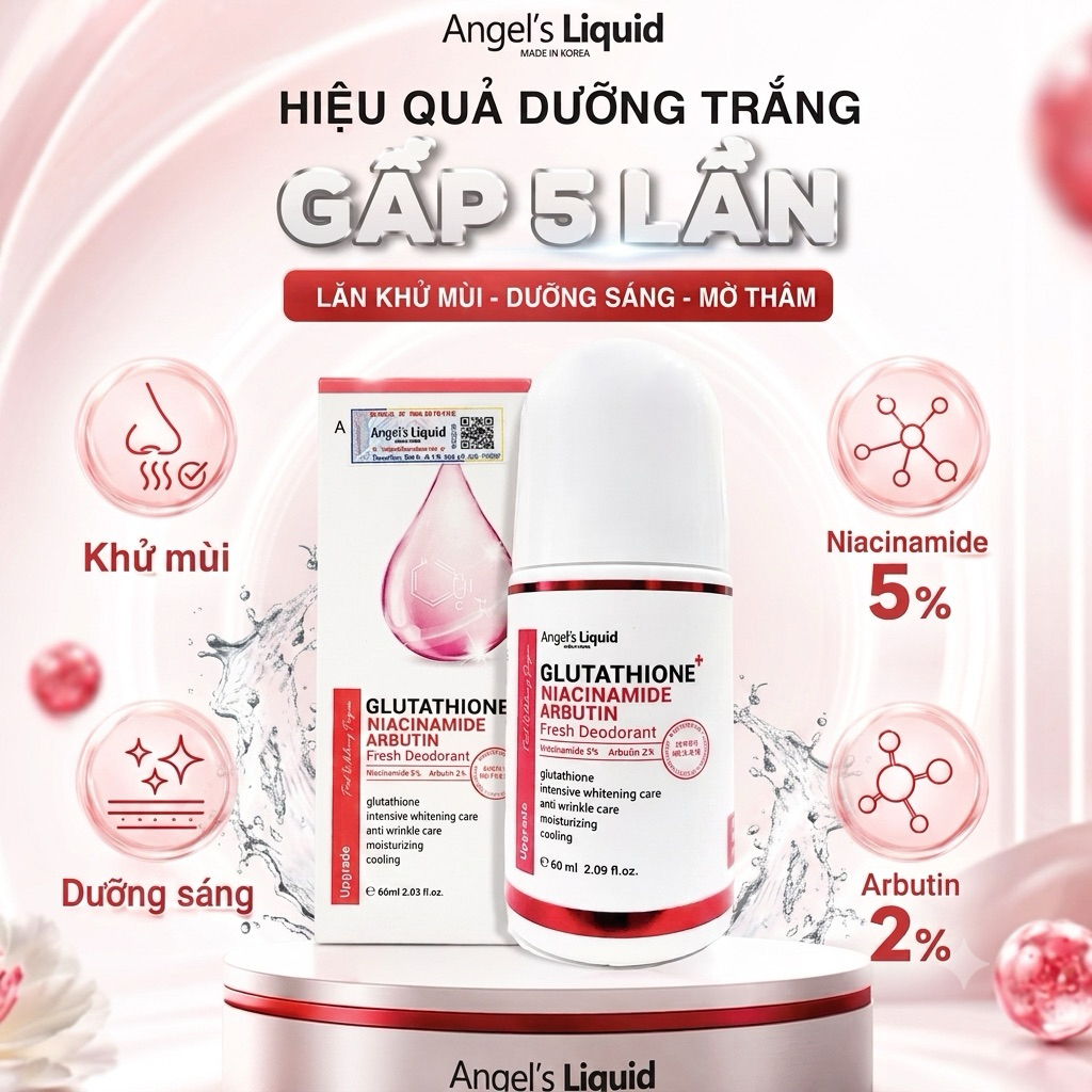 Lăn nách khử thâm, Dưỡng trắng Angel's Liquid, phiên bản mới. Chính hãng 60ml