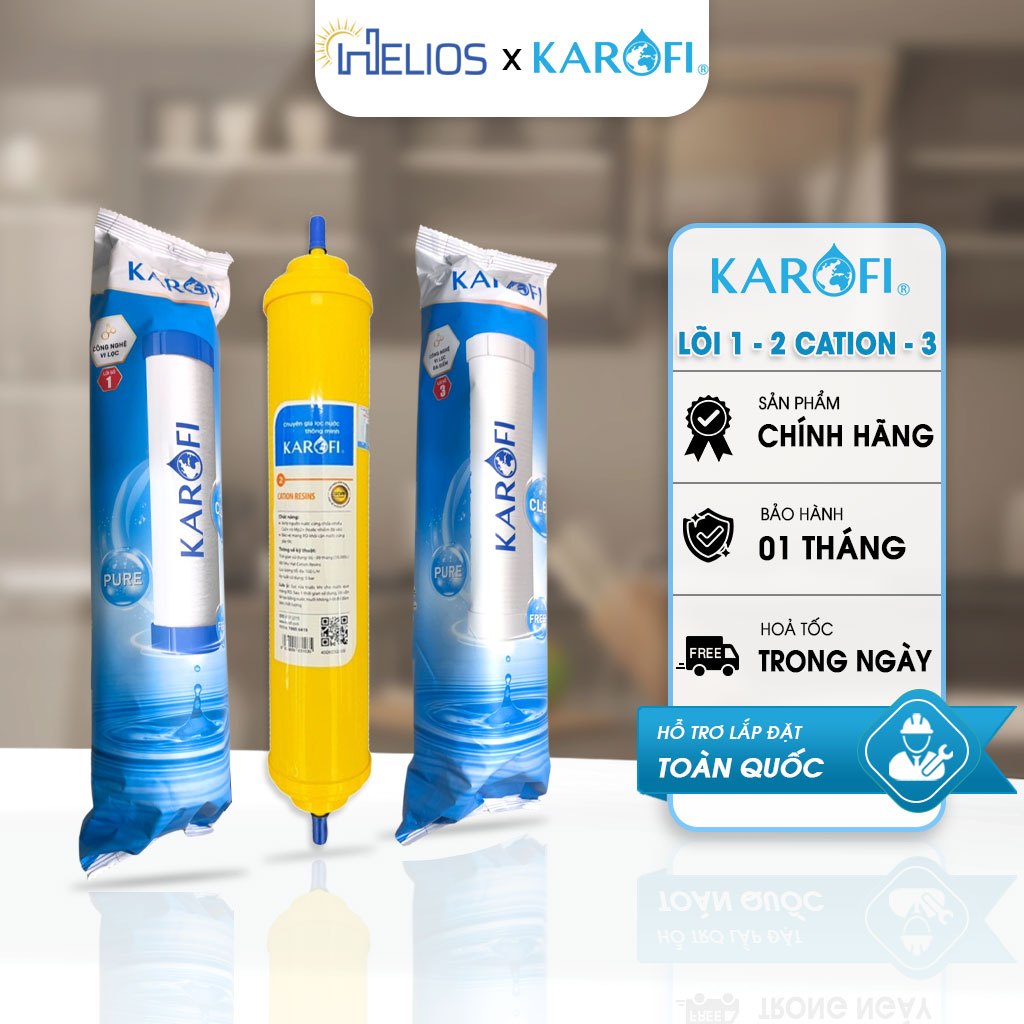 Combo 3 Lõi Lọc Thô Karofi 123 Chính Hãng – Lõi Số 2 Cation Resins T33 Cho N-e117 K8RO-H