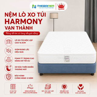 Nệm Lò Xo Túi Harmony Vạn Thành - Lò Xo Túi Độc Lập, Nâng Đỡ Đa Vùng, Độ Cao 30cm, Bảo Hành 12 Năm