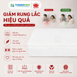 Nệm Lò Xo Túi Harmony Vạn Thành - Lò Xo Túi Độc Lập, Nâng Đỡ Đa Vùng, Độ Cao 30cm, Bảo Hành 12 Năm