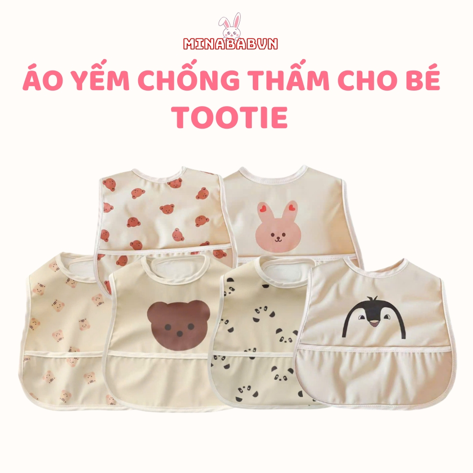 Yếm Vải Ăn Dặm Chống Thấm Totties Có Máng Hứng Cho Bé, Yếm Chống Thấm Chất Liệu Polyester