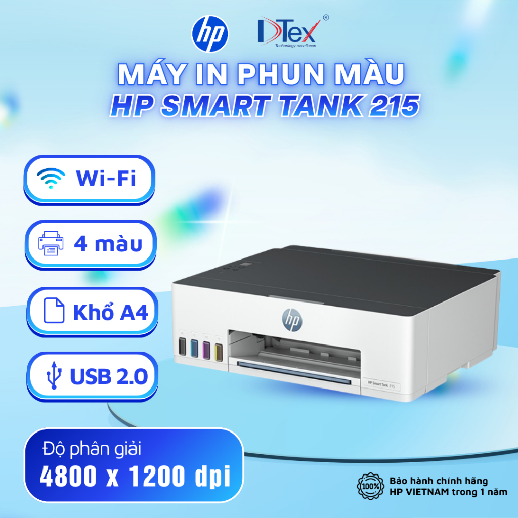 Máy in phun màu HP Smart Tank 215 Printer (3D4L4A) - Hàng Chính Hãng