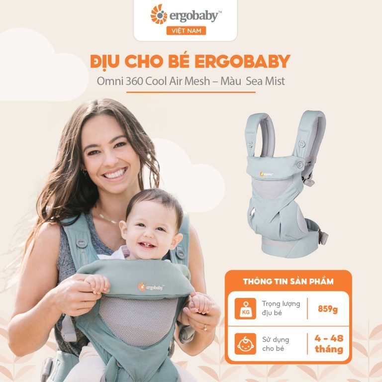 [ErgoBaby] Địu cao cấp trợ lực Ergobaby cho bé  từ 0 đến 4 tuổi Omni 360 Cool Air Mesh hàng chính hã