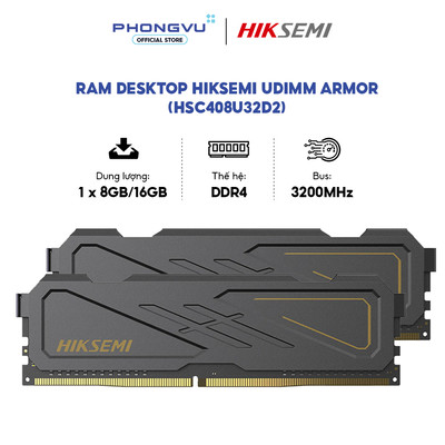RAM Desktop HIKSEMI UDIMM ARMOR DDR4 3200MHz (8GB / 16GB) - Chính Hãng - Bảo Hành 60 Tháng