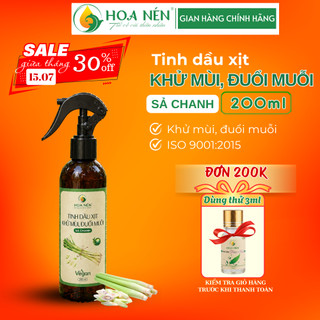 Chai xịt tinh dầu Khử Mùi, Đuổi Muỗi Sả Chanh - Hoa Nén - Đuổi muỗi an toàn, thư giãn - 200ml