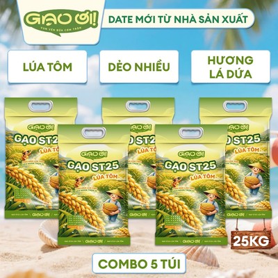 Combo 5 Túi Gạo ST25 Lúa Tôm 5kg – Thương hiệu Gạo Ơi - Tổng 25kg