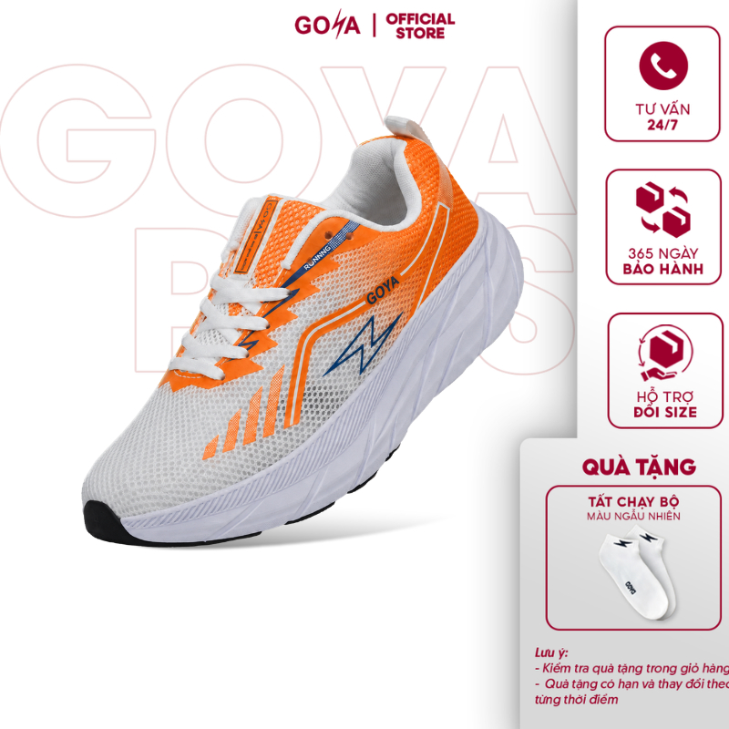 Giày thể thao chạy bộ nam nữ Goya Training Plus 2026 màu trắng vàng V1 chạy bộ & tập gym bền bỉ