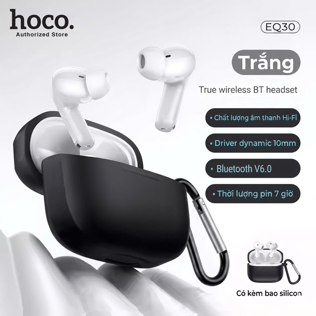 Tai nghe Bluetooth Hoco EQ30 Nhét Tai Không Dây V6.0 - Pin Bền 7 Tiếng Kèm Vỏ Silicon Cao Cấp Chống Va Đập - chính hãng | BigBuy360 - bigbuy360.vn