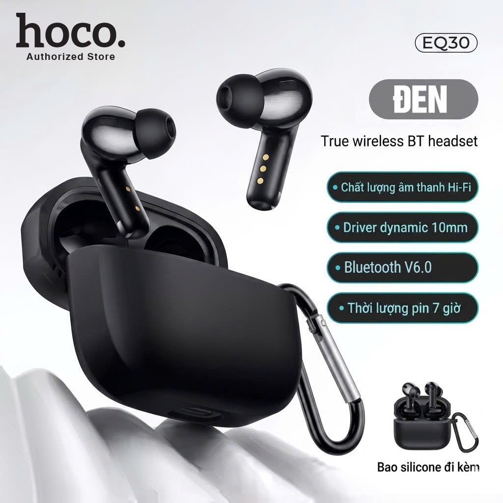 Tai nghe Bluetooth Hoco EQ30 Nhét Tai Không Dây V6.0 - Pin Bền 7 Tiếng Kèm Vỏ Silicon Cao Cấp Chống Va Đập - chính hãng | BigBuy360 - bigbuy360.vn
