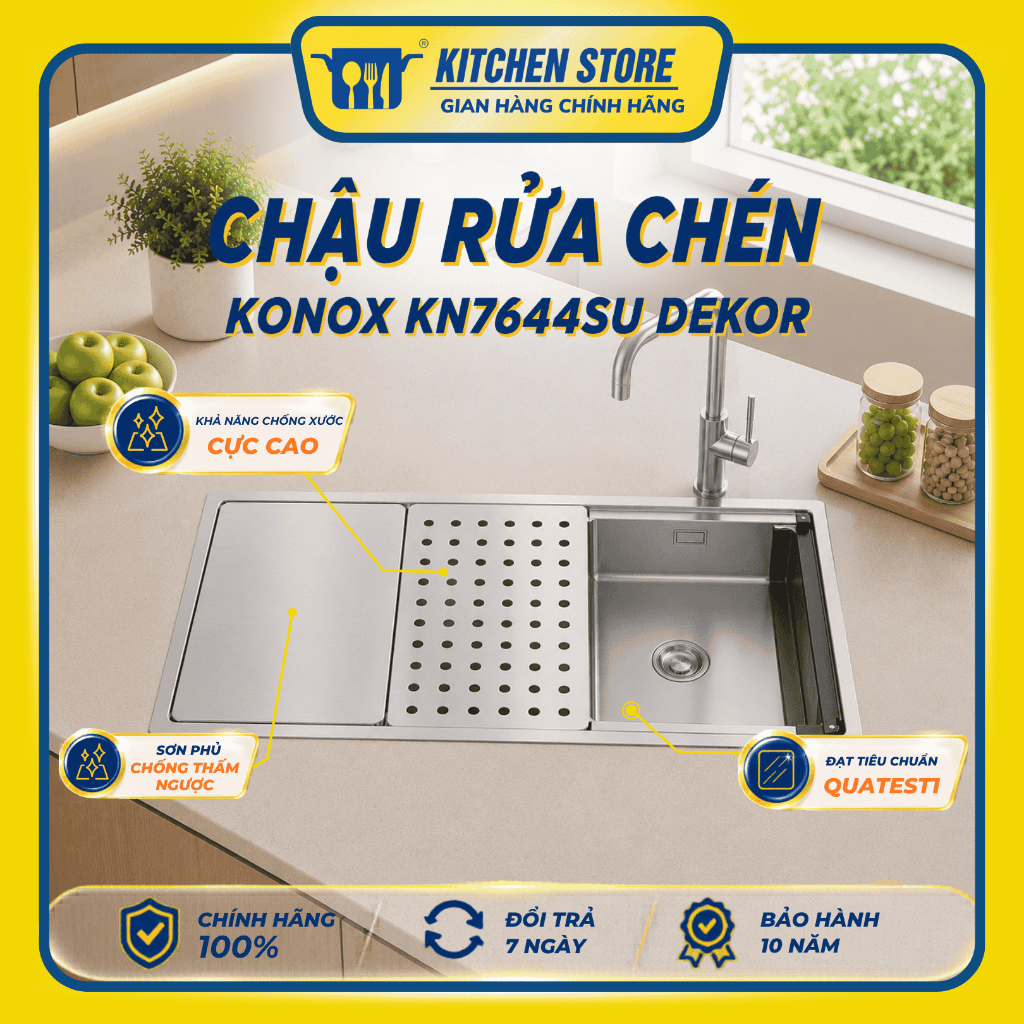 Chậu rửa bát chống xước Workstation Sink Konox KN7644SU Dekor – Lắp âm – Kitchen Store