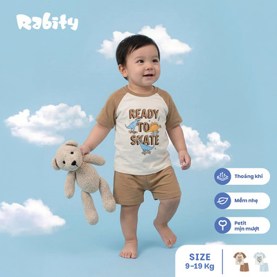  Bộ thun ngắn tay chất liệu petit cho bé trai Rabity 960.094