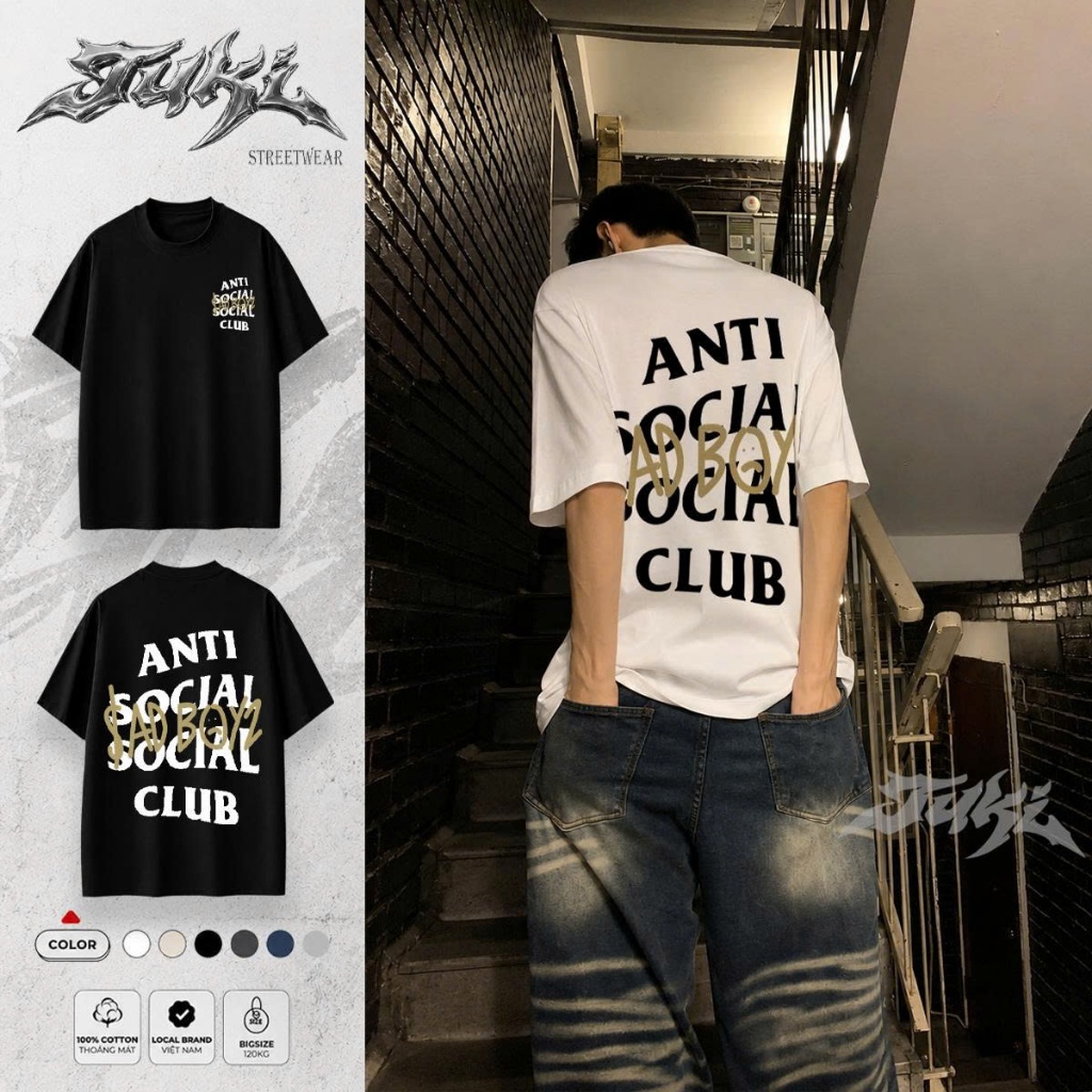 Áo Thun Unisex Sad Boiz - Anti Social Social Club Tee Basic Form Rộng Tuki Streetwear