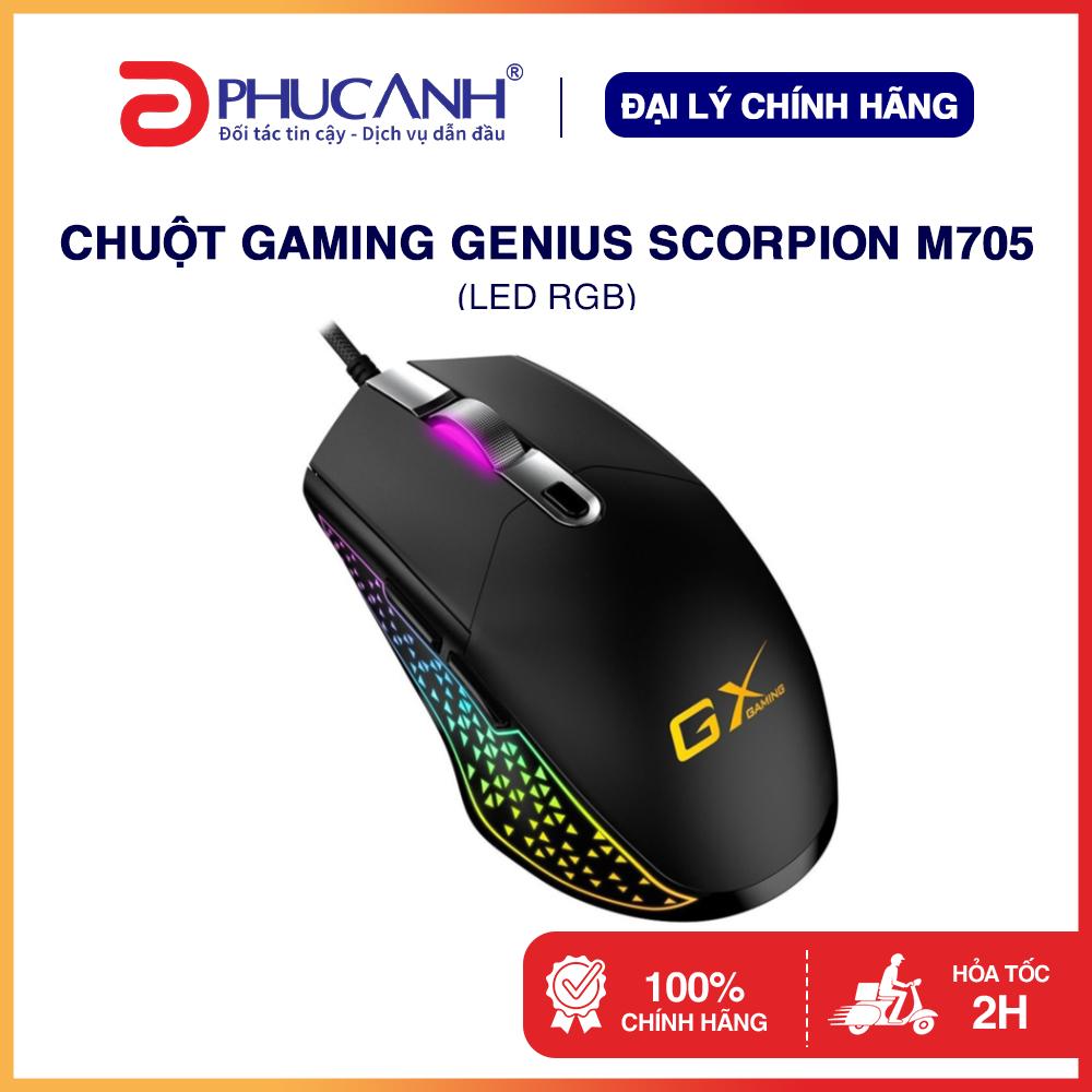 Chuột Gaming Genius Scorpion M705 LED RGB - Hàng Chính Hãng, BH 24 tháng