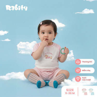 Bộ thun ngắn tay chất liệu petit trẻ em Rabity 960.095