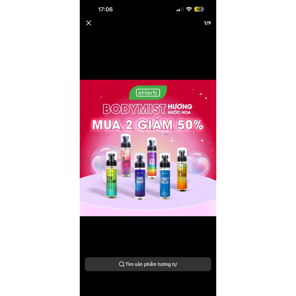 Xịt thơm toàn thân Body Mist eHerb – Hương nước hoa (Nhiều mùi lựa chọn)