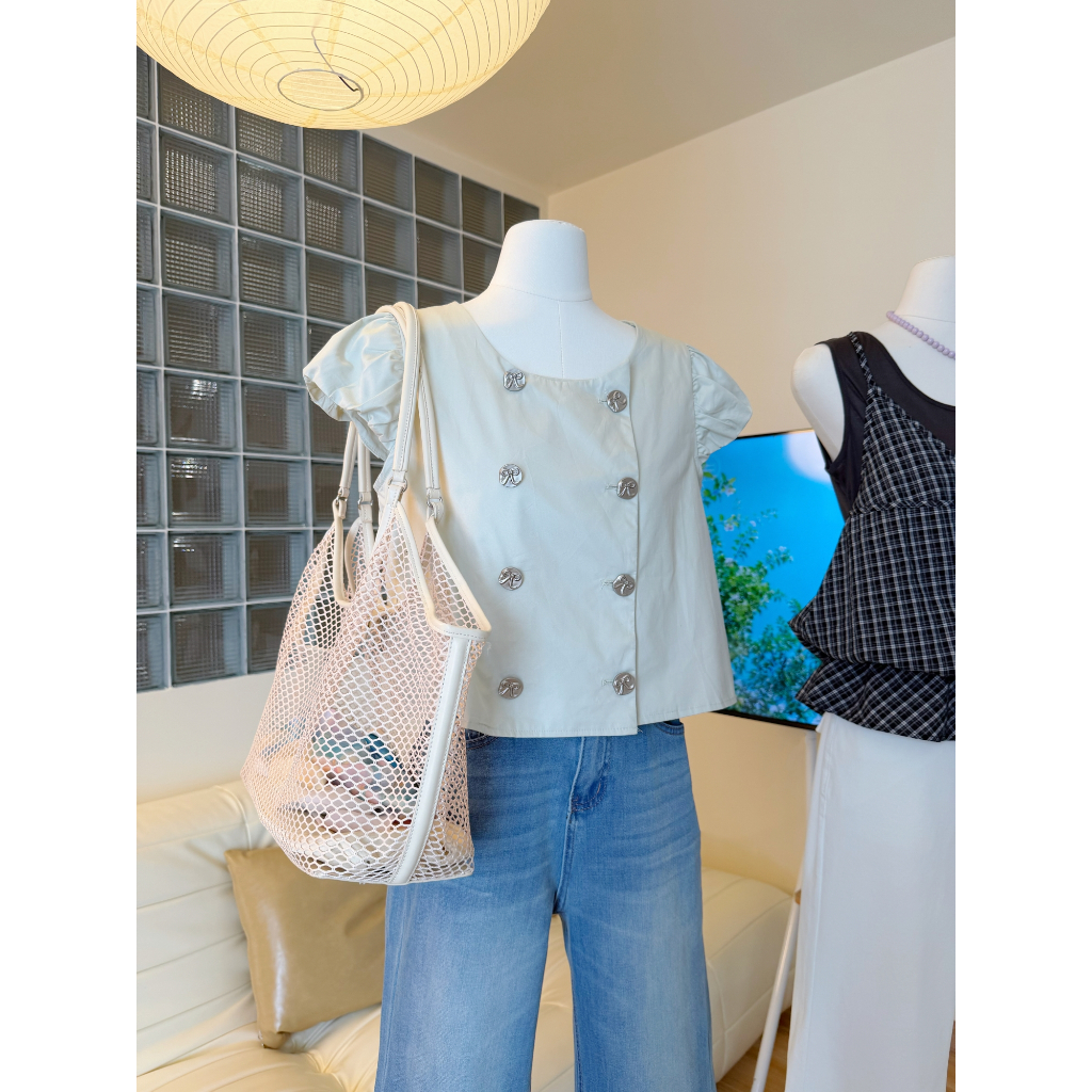 Áo Sơ Mi Nữ LENCLOTHING A2126-00 - Áo Babydoll Nút Nơ