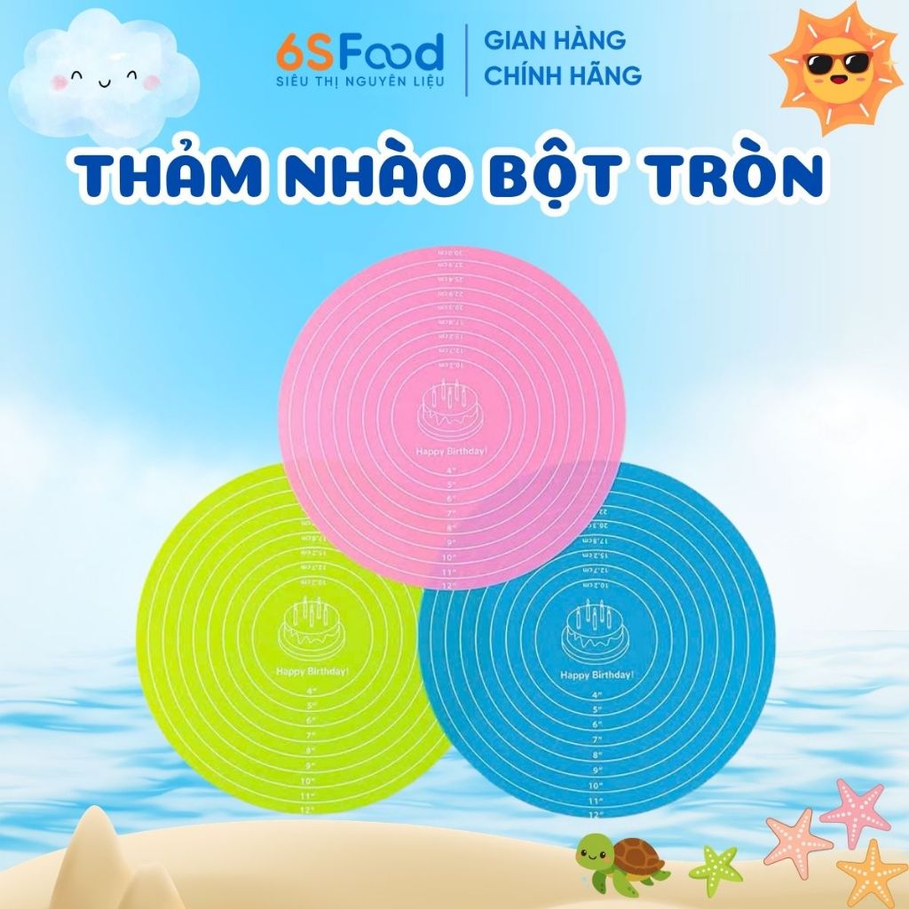 Tấm Lót Nhào Bột Tròn Silicon, Thảm Lót Nướng,Nhào Bột, Cán Bột,... - Nhà 6SFOOD