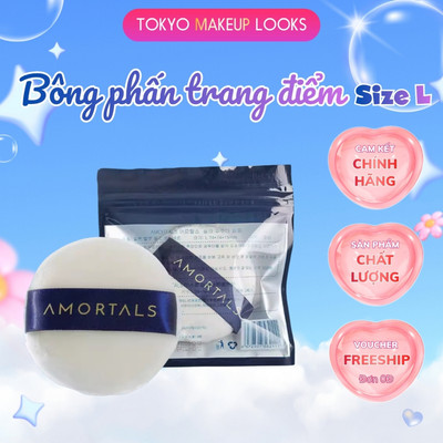 Bông phấn Amortals Bông Mịn Mềm Mại Phủ Phấn Mỏng Đều Tự Nhiên Cao Cấp (size L)