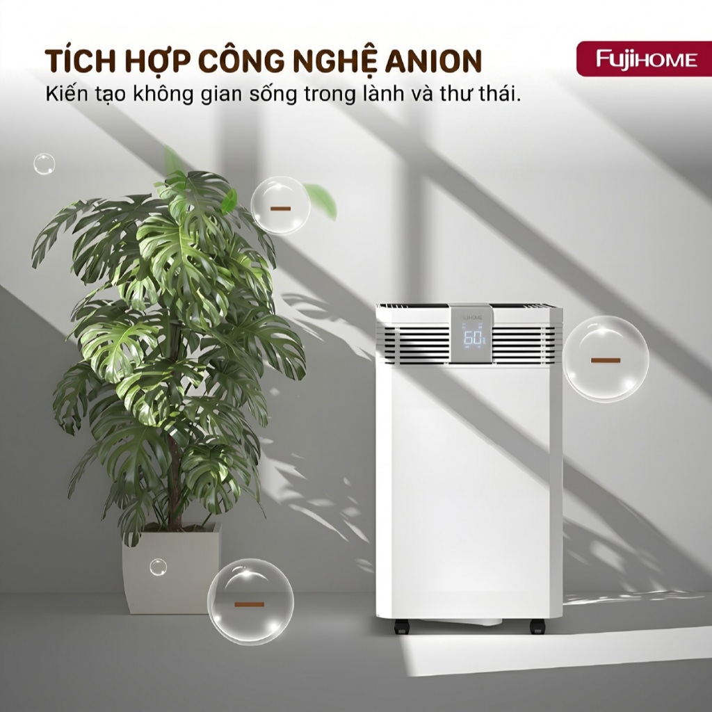 Máy hút ẩm Fujihome DH60W-HEPA mẫu mới 2025 kết nối wifi - Công suất 60L/ngày, lọc không khí