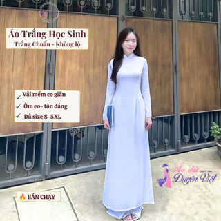 [BÁN CHẠY] Áo Dài Trắng Học Sinh Nữ Tay Dài Cổ Cao Form Chuẩn Ôm Eo Vải Dày Dặn Không Lộ Đủ Size