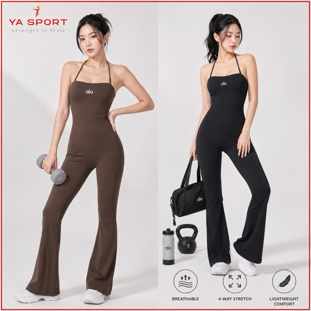 YaSport – Jumpsuit Tập Gym Nữ aLogo Cao Cấp Phiên Bản Xuất Mỹ | Áo Liền Quần Thoáng Mát – YS150W