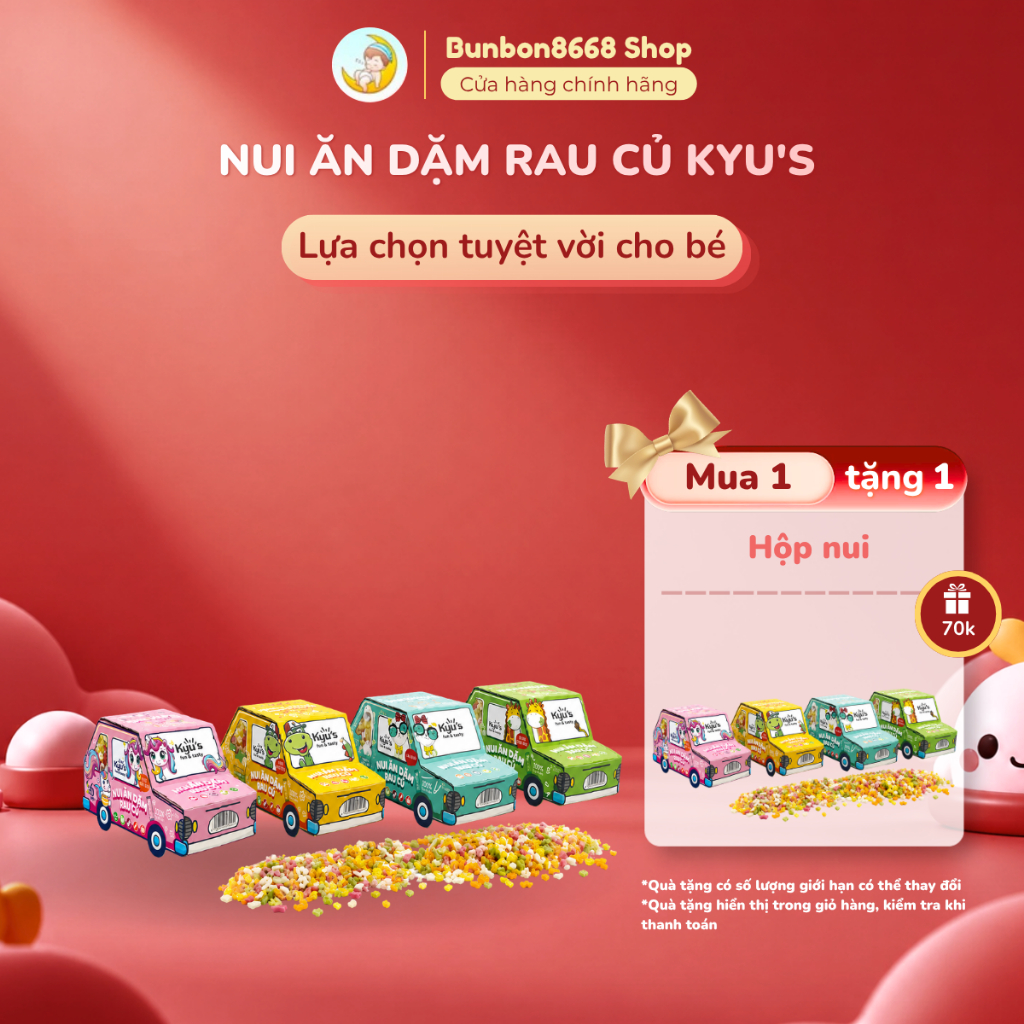 (COMBO MUA 5 TẶNG 1) Nui Ăn Dặm Rau Củ Kyu's Dành Cho Bé