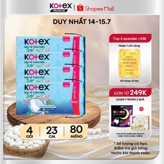 [KOL LIVE] Lốc 4 băng vệ sinh Kotex Bảo Vệ Toàn Diện 23cm Maxi Cánh 20x16