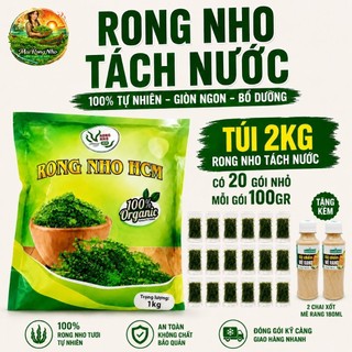 Rong Nho Tách Nước Khánh Hòa 2Kg 20 Gói x 100g + Tặng 2 Chai Sốt Mè Rang 180ml