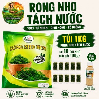 Túi 1kg rong nho tách nước = 10 gói + Tặng 1chai sốt 180ml