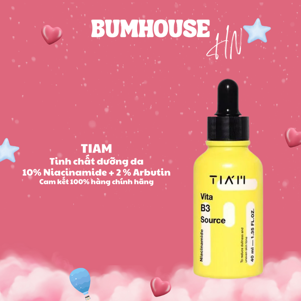 Tinh chất kiềm dầu, sáng da Tia'm 10% Niacinamide + 2% Arbutin TIAM 40ml
