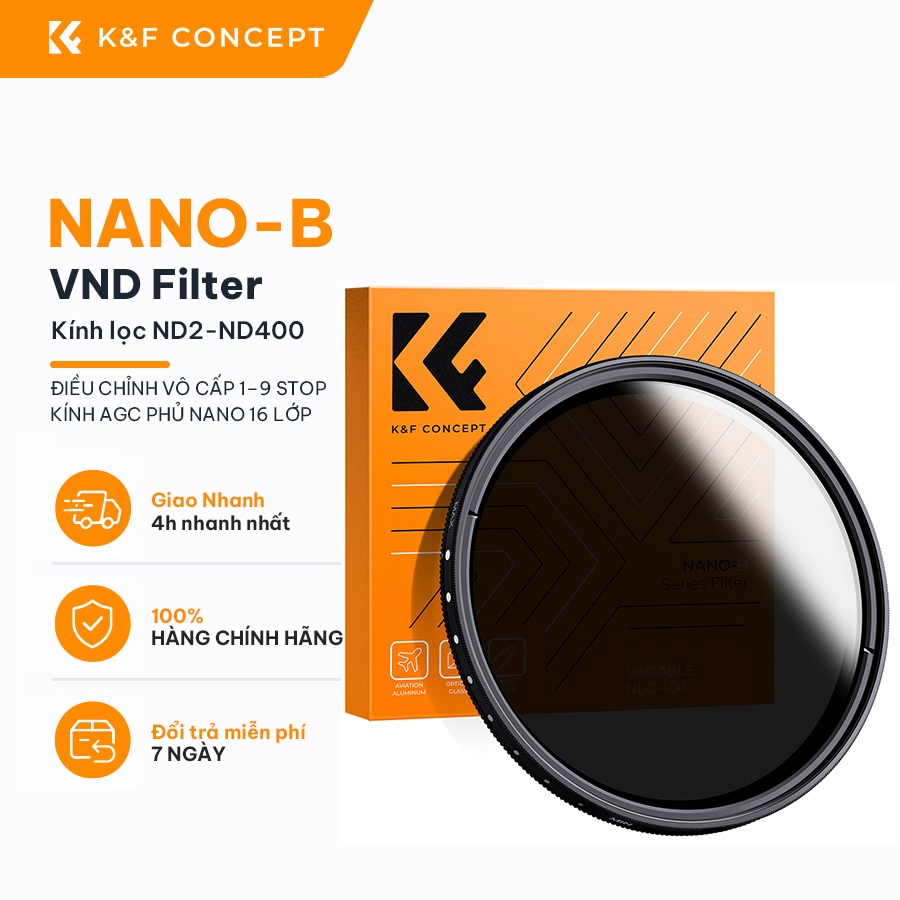K&F CONCEPT NANO-B ND2-ND400 Ống Kính Góc Rộng Không Bị Tối Góc, Chống Bám & Trầy Xước, Kèm Khăn Lau