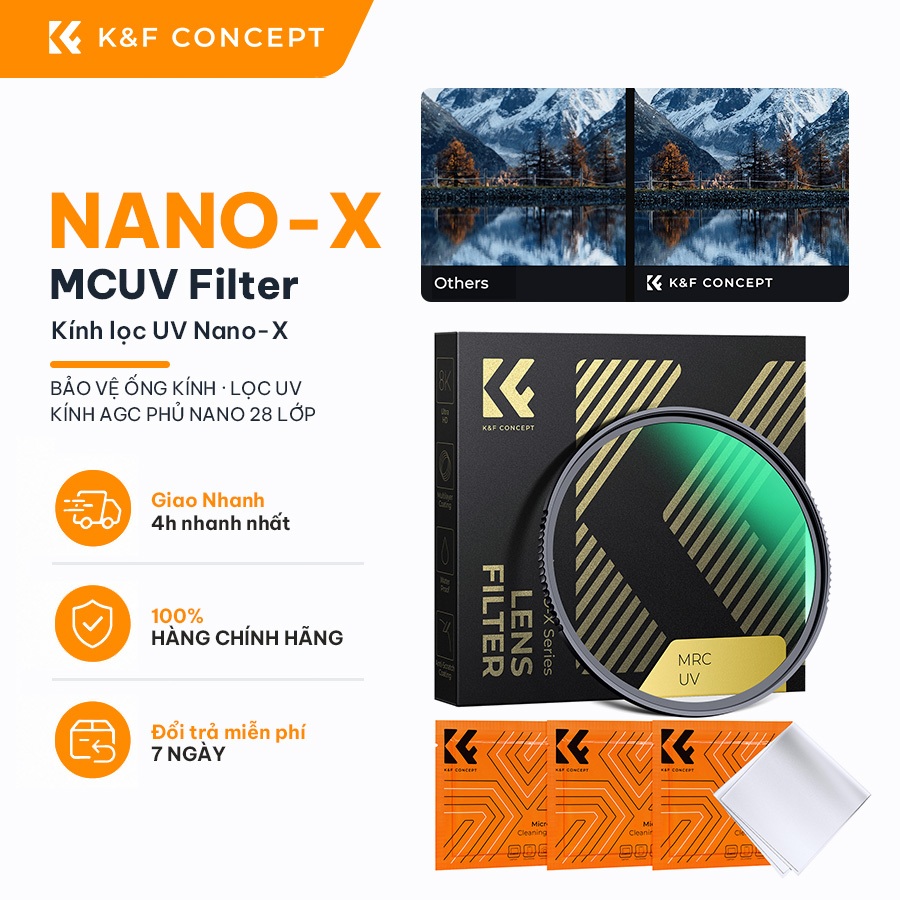 K&F CONCEPT Nano-X MCUV Filter  Ultra HD, Bảo Vệ Ống Kính Cho DSLR Mirrorless