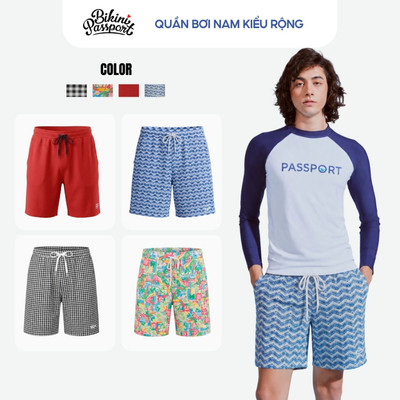 Quần bơi nam kiểu rộng co giãn thoải mái đi biển - Bikini Passport - BS679_TRI
