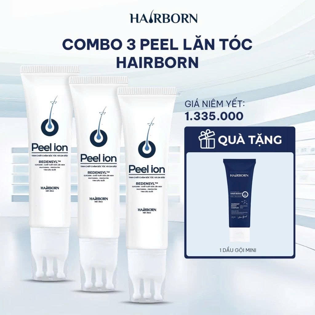 Lăn Mọc Tóc Mocha Hairborn 60ml , Tinh Chất Mọc Tóc Công Nghệ Ion Nano 2 chiều , Peel Ion Hairborn