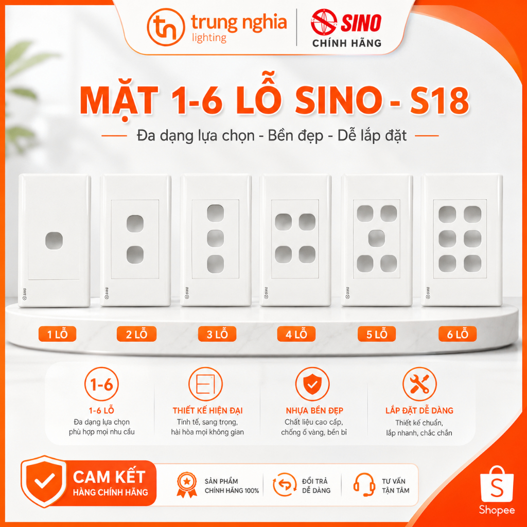 MẶT 1-6 LỖ SINO - S18 nhựa abs cao cấp